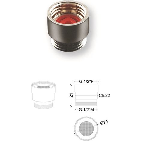 Raccordo in ottone cromato MF 1/2" portata limitata 4 l/min 460500OC1/2X4