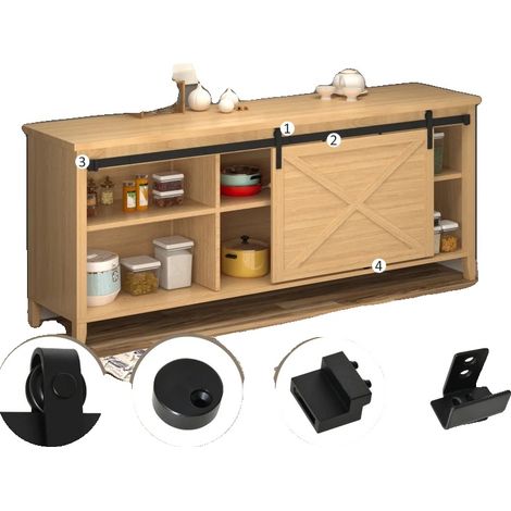 Carril deslizante de acero al carbono, 183 cm x 0,6 cm x 18 cm, ancho máximo de puerta 100 cm, espesor de puerta 35-45 mm, capacidad de carga 20 kg. (1/5)