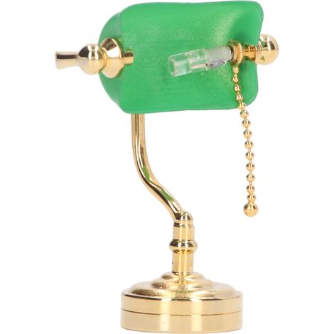 Lampe de Table LED Vintage Miniature pour Maison de Poupée 1:12, Décor Vert Élégant (1/5)