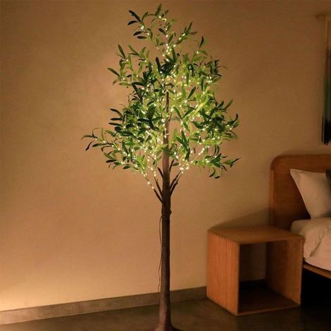 Olivier artificiel de 60 cm à 6 branches et 55 LED, guirlande lumineuse féérique pour Noël, mariage, fêtes et décoration intérieure. (1/4)