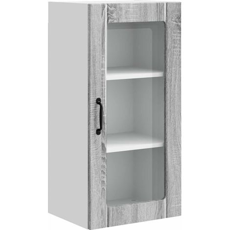 Maison Exclusive - Mobile in vetro da parete PORTO Grigio Sonoma 40 x 31 x 80 cm