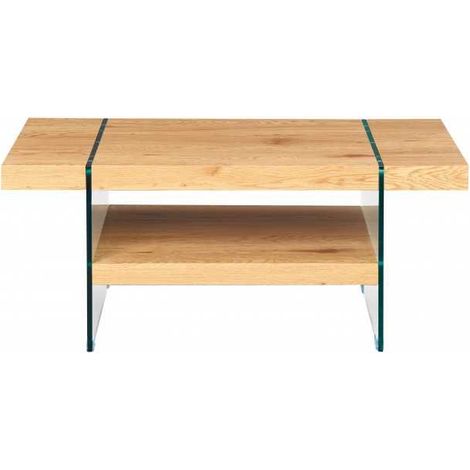 Table basse 110x60x45,5 cm avec décor chêne et verre (1/3)