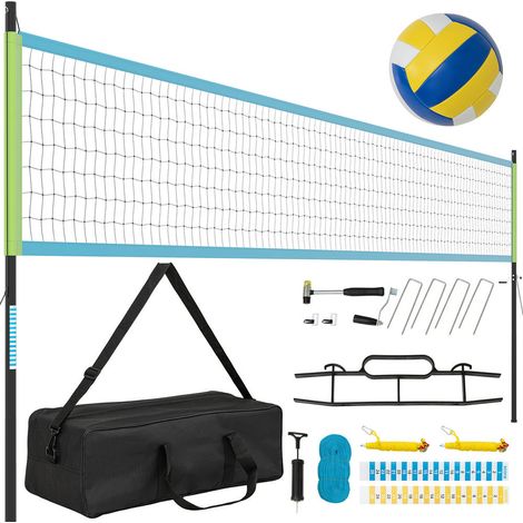 Ensemble de filet de volley-ball extérieur portable avec poteaux réglables en hauteur pour jardin - Vert (1/5)