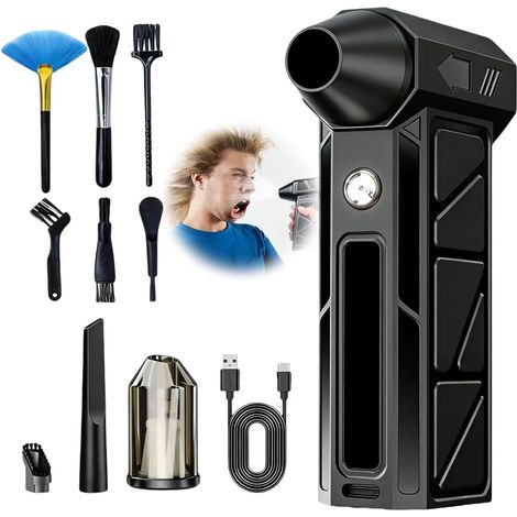 Souffleur Air Comprimé 360 000 tr/min, souffleur sans fil, ventilateur à jet multifonction, rechargeable par USB, 3 vitesses réglables, pour PC, clavier, extérieur, maison et voiture (1/5)