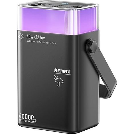 Chargeur portable, batterie 65 W à charge rapide, PC 40 000 mAh avec éclairage pour tous appareils mobiles, voyages, randonnée, camping (Noir) (1/5)