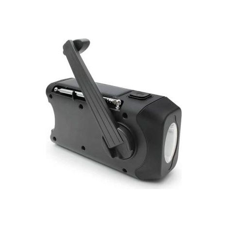 Filiyano – lampe torche et batterie – Radio à manivelle noire avec cellules solaires, lampe torche et batterie externe 2000 MAH. Radio de survie (1/4)