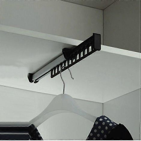 Pull Out Closet Rod Heavy Duty Retractable Clothes Wardrobe Garment Rack 12 Inch Telescopic Closet Rods Top-mounted with (1/5)