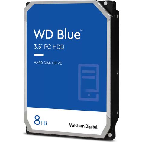 Western Digital Blue 3.5 8 TB Serial ATA III (WD Blue WD80EAAZ - Hard drive - 8 TB - internal - 3.5 - SATA 6Gb/s - 5640 rpm - buffer: 256 MB) (1/2)