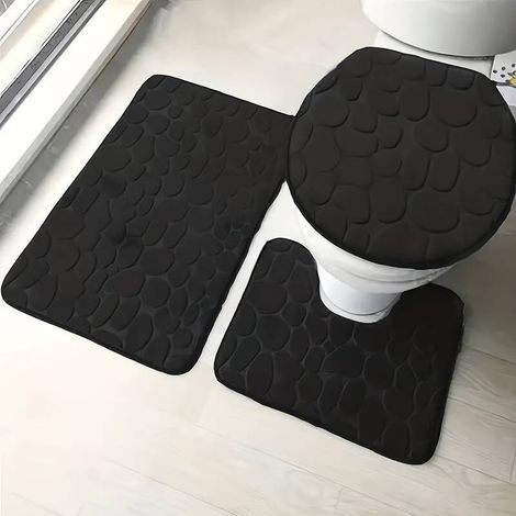 Set di tappeti da bagno con motivo a ciottoli in rilievo, tappetino da bagno ultra morbido e antiscivolo, tappeti da vasca semplici e assorbenti - Crezuo