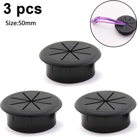 Lot de 3 passe-câbles de bureau noirs pour PC. (1/5)