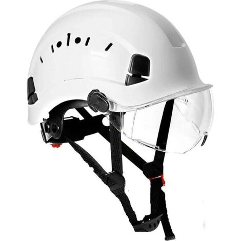 Casque de chantier anti-écrasement avec lunettes, casque de protection de construction ABS pour chantiers de construction et usines, etc.