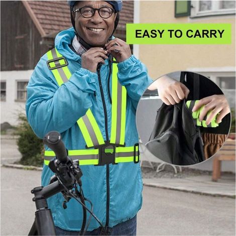 Gilet réfléchissant, gilet haute visibilité, réglable, équipement de pour équipement de sport, adapté aux personnes qui courent, roulent et marchent à l'extérieur la nuit (1/4)
