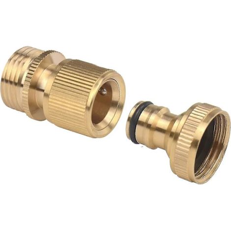 Raccord rapide pour tuyau d'arrosage 3/4" – Embout en laiton – Mâle et femelle (1 paire) (1/5)