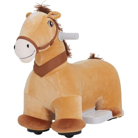 Cavallo elettrico per bambini 6V con musica, 2 km/h, marrone (1/5)
