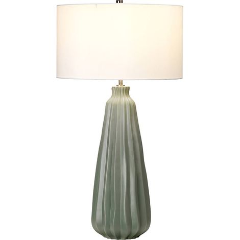 Lampada da tavolo ceramica verde salvia bianca 80cm E27 Elstead (1/2)