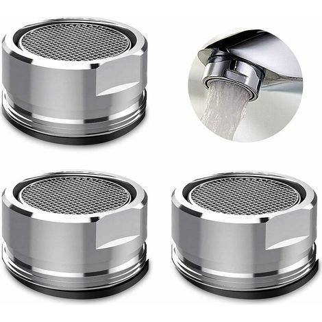 Mousseur et brise-jet pour robinet -3 Pièces Mousseur Robinet, Aerateur Robinet Filtre Robinet avec Joint D'étanchéité Pour Cuisine, Salle de Bain - Argent (Diamètre extérieur 24MM) - (1/5)