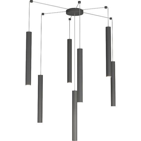 Sospensione Moderna Round Tube Metallo Grigio Antracite 7 Luci Gu10 (1/4)