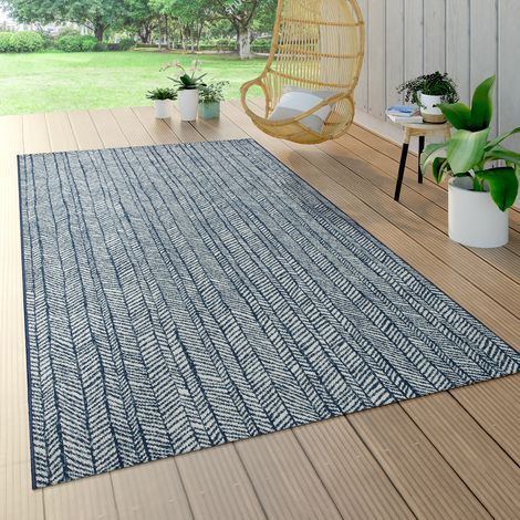 Paco Home Tappeto per esterni, per la terrazza e il balcone, con motivo geometrico, moderno, in blu 80x150 cm