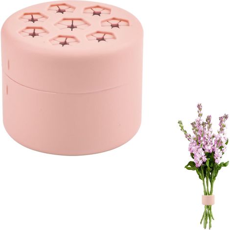 Support de tige en silicone rose 7 x 7 x 4 cm, spirale pour vases et compositions florales.