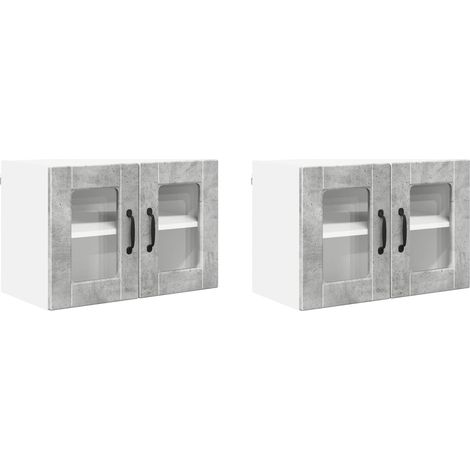 Maison Exclusive - Cabinet en verre mural PORTO 2 pcs Gris béton 60 x 31 x 40 cm (1/5)