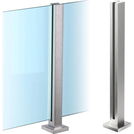 Stainless Steel Glass Railing - 60 cm Silver Glass Balustrade Pole, Balustrade System with Taps, Slots for Patio, Balcony, Pool, Garden, Intermediate Post (1/5)
