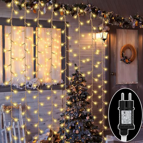 Wolketon 20m 200 LED Lichterkette Eisregen LED-Lichtervorhang Weihnachtsbaumbeleuchtung Weihnachtsbeleuchtung Innen Außen Deko 8 Modi Warmweiß