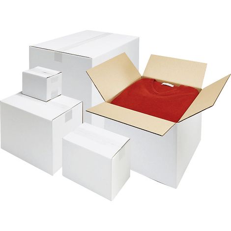 ratioform, Caisse pliante en carton ondulé, blanc, L x l x h (1/5)