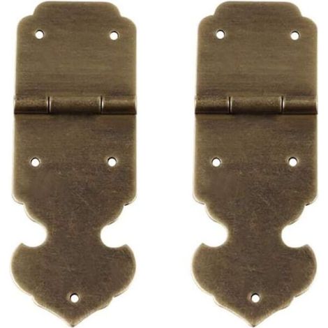 Cerniere decorative in ottone anticato, adatte per ante di mobili e portagioie (finitura bronzo anticato). (1/5)