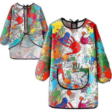 Tablier d'art pour enfants, tablier de peinture imperméable pour tout-petits avec poche pour filles et garçons (1/4)