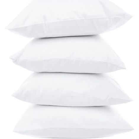 Lot de 4 coussins de garnissage 40 x 40 cm – Fibres textiles siliconées recyclées – Utilisation immédiate sans compression – Coussin canapé blanc