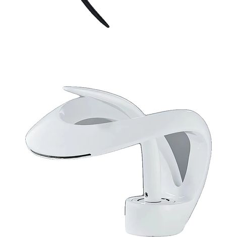 Robinet de lavabo, monté sur le plan de travail, finition polie, Blanc (1/2)