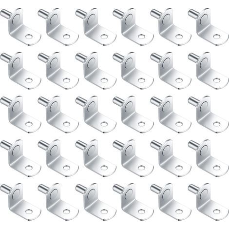 30 Pièces Chevilles de Support d'Étagère Métal, 5mm L Forme Support Équerre pour Meuble Armoire Placard Bibliothèque (1/5)
