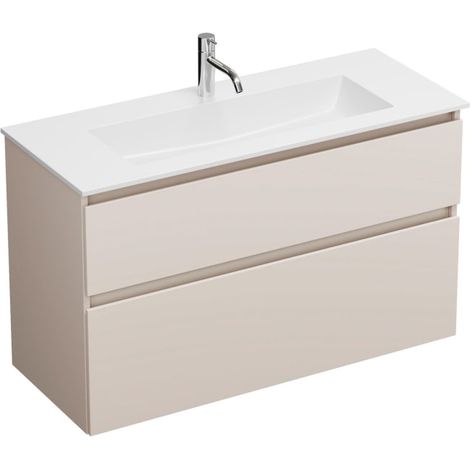 burgbad Lin20 Waschtischunterschrank mit Mineralguss-Waschtisch 102 cm, 2 Auszüge (1/5)