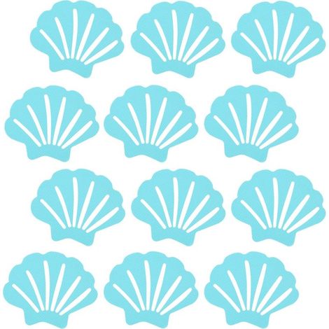 Confezione da 12 adesivi antiscivolo a forma di conchiglia, dimensioni 7,7x9 cm, per bagno, vasca da bagno, piscina, barca, pavimento e scale. (1/5)