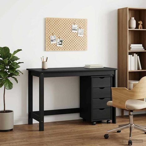Irovami Ensemble de bureau et armoire 2 pièces en pin massif gris (1/5)