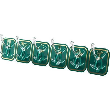 Selbstklebender Wandhaken ohne Bohren, Hakenleiste aus Kunststoff, stark, spurlos aufhängbar, für Tür, Wand oder Küche, grün