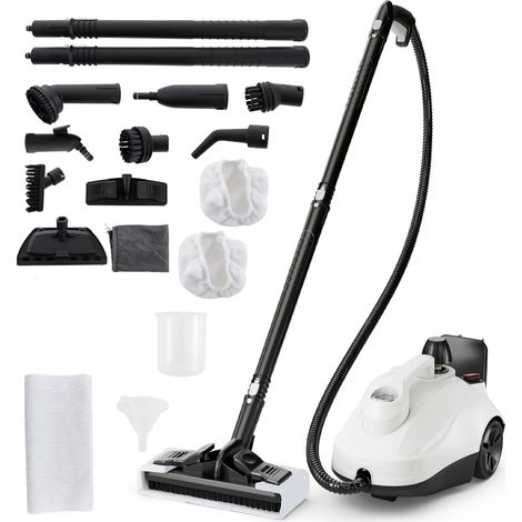 COSTWAY 2000W Pulitore a Vapore, Vaporizzatore Portatile con Serbatoio 1,8L, er Uso Domestico con Accessori, Macchina per Pulizia su Pavimenti Finestre Tappeti (Bianco) (1/5)