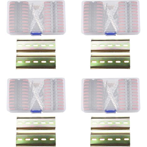 Ensemble de 4 borniers sur rail DIN avec connecteurs compacts universels, barrette de connexion, barrette de marquage, vis, 28–12 AWG-JBMEDIA (1/4)