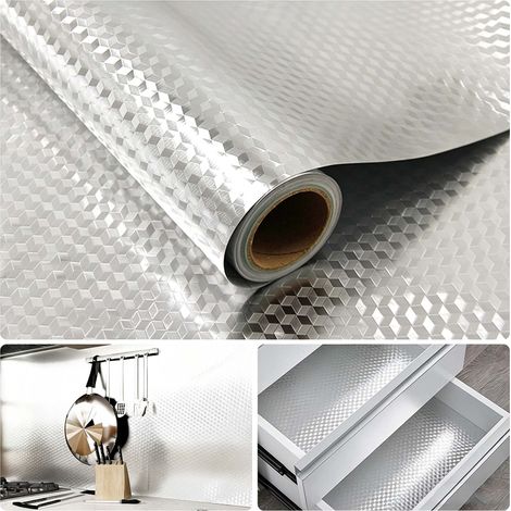 Papier adhésif cuisine aluminium 4pcs 40x2m crédence autocollante étanche anti-graisse film protection meuble tiroir cuisine résistant chaleur facile à poser