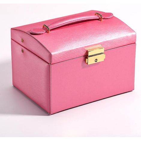 Schmuckkästchen aus Kunstleder mit Spiegel, Organizer, Vintage-Geschenkbox mit Schloss (1/5)