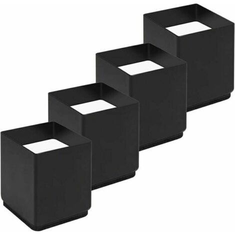 4er-Set Bettbeinerhöhungen – Kohlenstoffstahl – Erhöht die Höhe um 5 cm – Geeignet für Tische, Stühle oder Sofas – Platzsparend für Büro und Schlafzimmer – Schwarz (1/5)