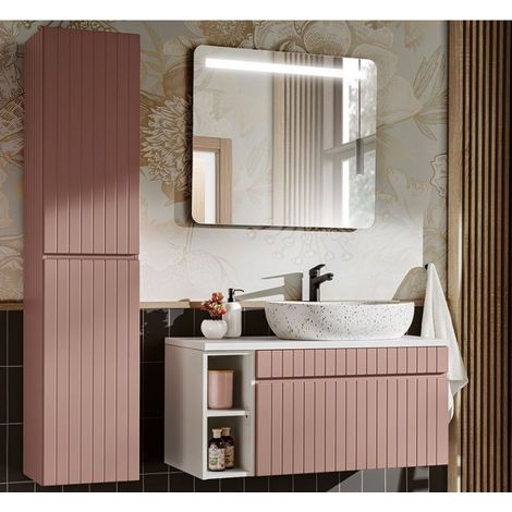 Ensemble meuble vasque + 3 éléments - 100 cm - Emblematic Rose - Livraison gratuite