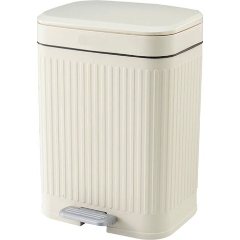 Poubelle à Pédale Rectangulaire en Plastique 12L Blanc (1/3)