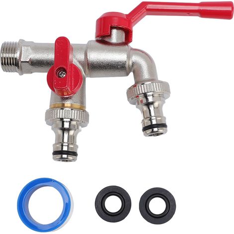 Robinet d'eau extérieur à double robinet, entrée de 3/4 pouces de diamètre, sortie de 25mm, robinet extérieur multifonctionnel pour jardin (1/5)
