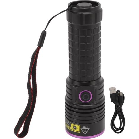 Lampe de poche ultraviolette Y48 365nm, Rechargeable, lumière noire, pour le traitement de la résine, vérification de la monnaie, recherche d'urine d'animaux de compagnie, Scorpion (1/5)