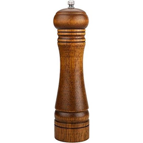 Moulin à poivre manuel rétro, moulin à sel et à poivre en bois de 20 cm, à mouture réglable. (1/5)