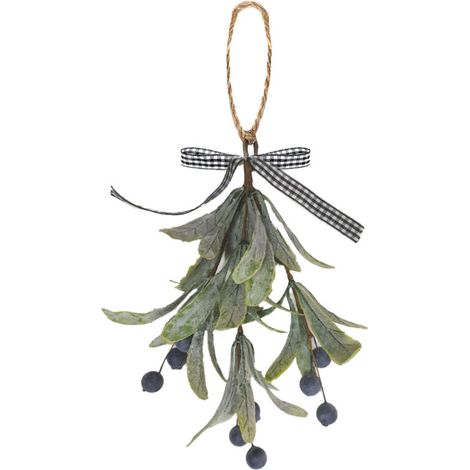 Jeffergarden Décoration de Noël en gui artificiel couleur myrtille, branche miniature, 20 cm.-DOU
