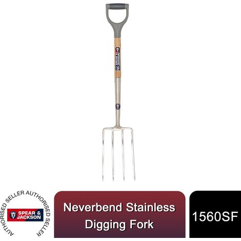 Spear & Jackson 1560SF Neverbend Stainless Digging Fork - Heavy Duty Garden Tool