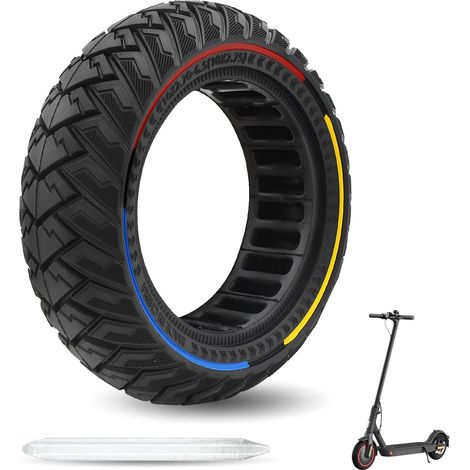 Pneu Plein 10x2.7 Pouces, Increvable 10 Pouces, Trotinette Electrique 60/70-6.5 Antidérapant et Antiusure, Off-Road Roue Pleine, 1PCS (1/5)