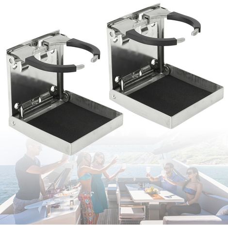 2X Edelstahl Becherhalter Getränkehalter Klappbar Halter für Boot Marine Auto (1/5)
